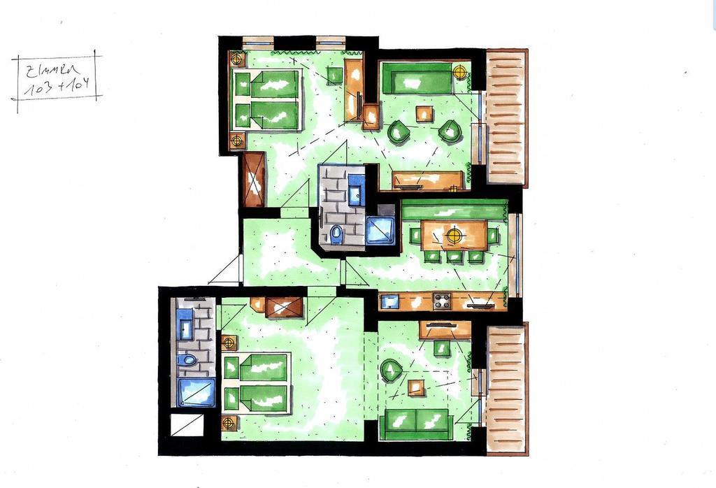 Apartment mit 2 Schlafzimmern und Balkon