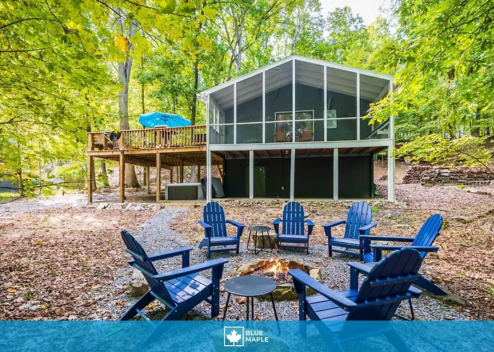 Modern W Fire Pit Deck, Grill & Hot Tub