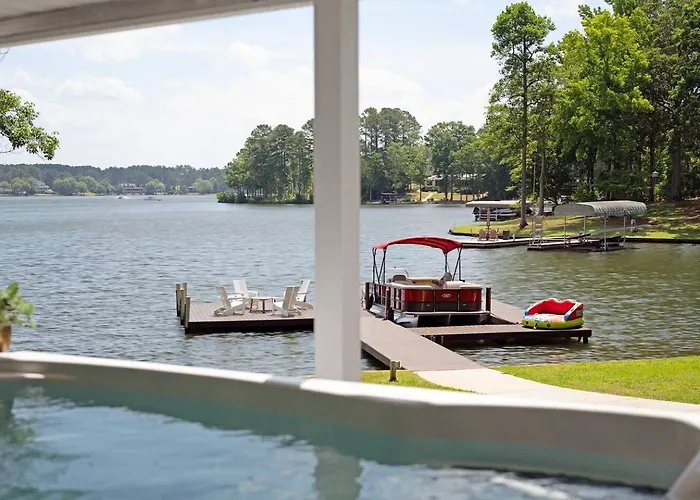 Lake Oconee Lakefront Home With Dock Swim Spa And Golf Sim