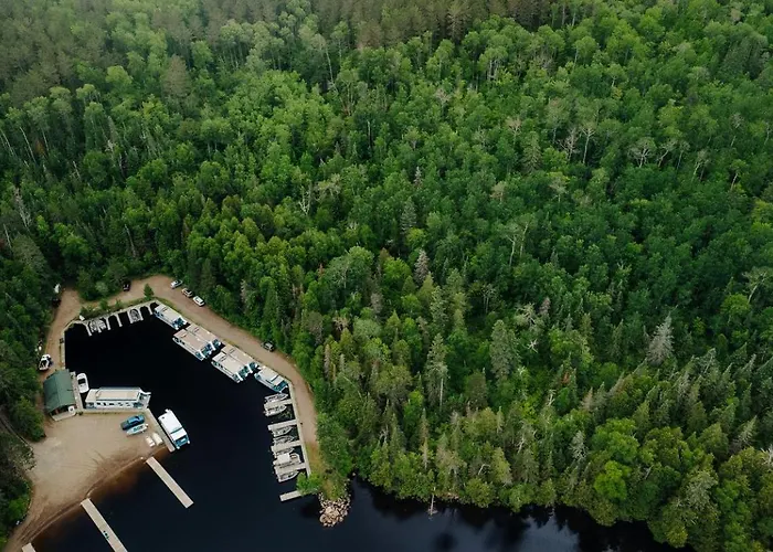 Secluded Rustic-Modern Cabin With Rock Fireplace & Pine-Surrounded Deck Near Babbitt, Minnesota