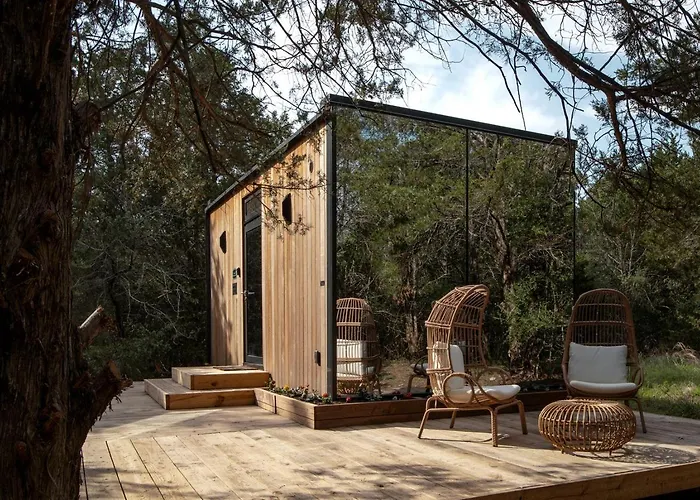 Whimsical Flower-Inspired Mirror Cabin By The Lake In The Enchanted Forests Of Texas